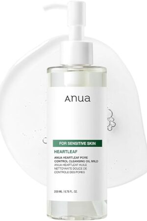 ANUA Heartleaf Pore Cleansing Oil MILD, Sensitive Skin Face Wash, Oil Cleanser for Face, Makeup Blackhead Remover, Korean Skin Care, Non-Comedogenic, Fragrance Free 676 fl oz(200ml)