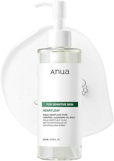 ANUA Heartleaf Pore Cleansing Oil MILD, Sensitive Skin Face Wash, Oil Cleanser for Face, Makeup Blackhead Remover, Korean Skin Care, Non-Comedogenic, Fragrance Free 676 fl oz(200ml)