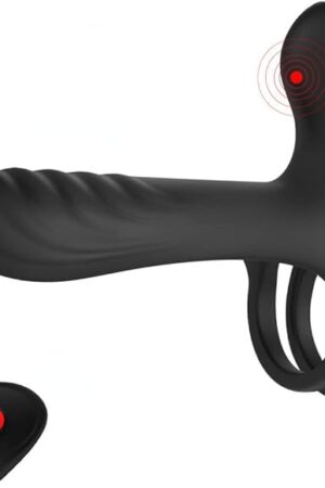 Vibrating Cock Ring with 9 Modes Tongue Clit Stimulator Prostate Massager Vibrator Longer Harder Stronger Erection Men Sex Toys Black