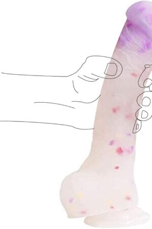 Dildo 9" Realistic Huge Dildo with Suction Cups Adult Sex Toy Penis with Curved Dick and Balls for G-Spot Vagina and Anal Sex Toys for Adults Women Men and Gay Couples (Clear)