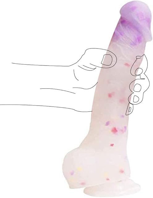Dildo 9" Realistic Huge Dildo with Suction Cups Adult Sex Toy Penis with Curved Dick and Balls for G-Spot Vagina and Anal Sex Toys for Adults Women Men and Gay Couples (Clear)