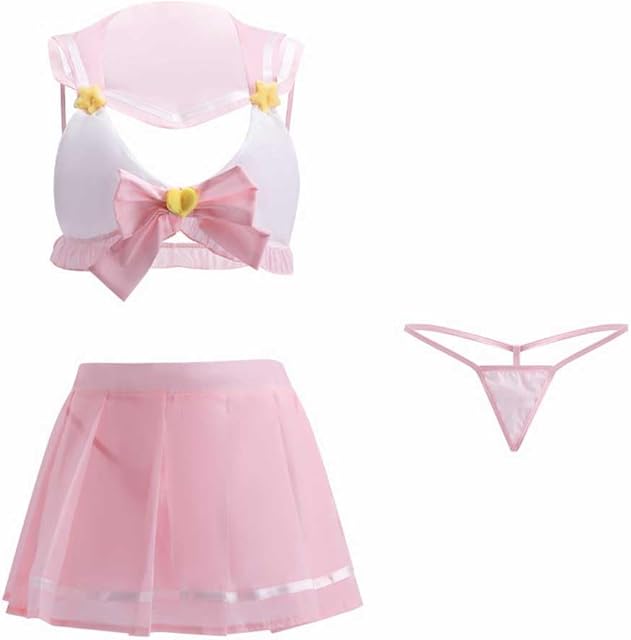 Anime Outfits Lolita Sailor Cosplay Costume Sexy Kawaii Lingerie Outfit Bra and Mini Skirt Set