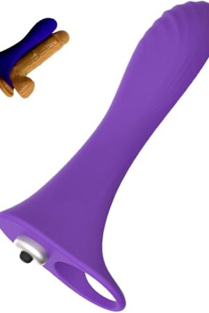 Vibrating Silicone Dildo Cock Ring with 10 Powerful Vibration Modes for Men Waterproof Penis Masssger 1PCS AAA Battery Operated (Battery not Include) Adult Sex Toy for Couple (Purple)