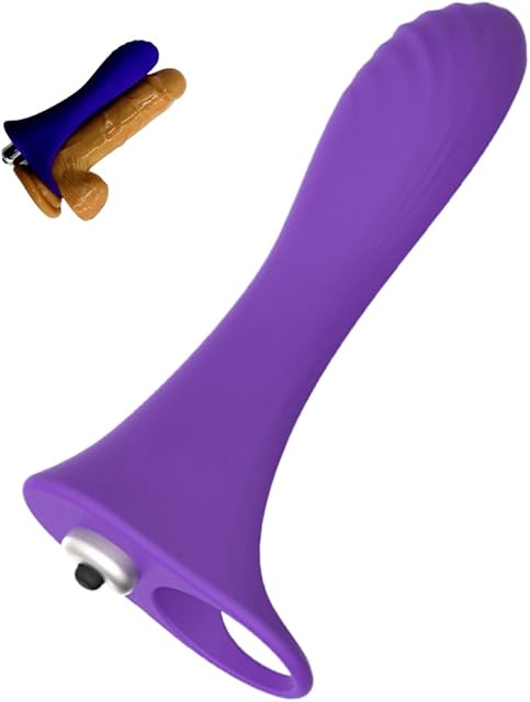 Vibrating Silicone Dildo Cock Ring with 10 Powerful Vibration Modes for Men Waterproof Penis Masssger 1PCS AAA Battery Operated (Battery not Include) Adult Sex Toy for Couple (Purple)