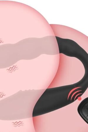 Double Ended Vibrator Clitoral Stimulator with 10 Modes, Double Head Side Dildo and Anal Bead Butt Plug Vibration, Black Anus-Vaginal G-spot Stimulation Sexual Pleasure Tools for Women Men Couples