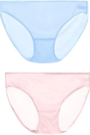 Womens Bikini Briefs Silk Knickers Low Rise & Ladies Panties Underpants 2PK