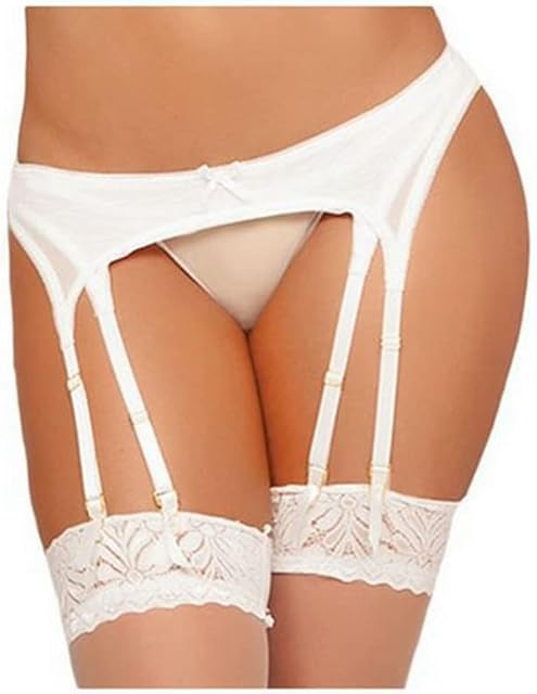 2pcs Sexy Women High Waisted Garter Belt with Mesh Thong Lingerie Elastic Suspender Belt for Thigh High Stockings