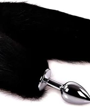 Anal Plug with Sexy Tail for Cosplay, Adult Sex Toys of Stainless Steel Anal Plug (18 inch Black, Small)