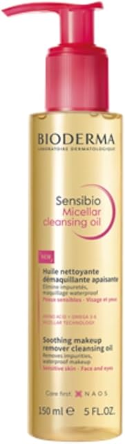 Bioderma Sensibio Micellar Cleansing Oil, 1st Ecobiological Micellar Formula Gentle Face Cleanser That Deeply Cleanses, Soothes & Nourishes Skin with Oil-to-Milk Texture, Fragrance-Free, 5 Fl Oz