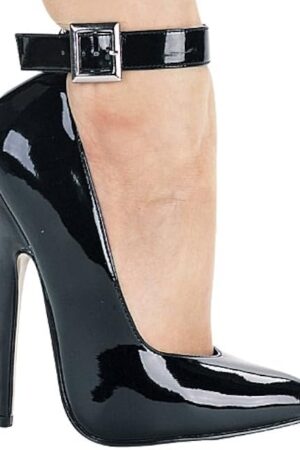 ELLIE 8261 6" Heel Fetish Pump Women's Sandal with Ankle Strap, Black