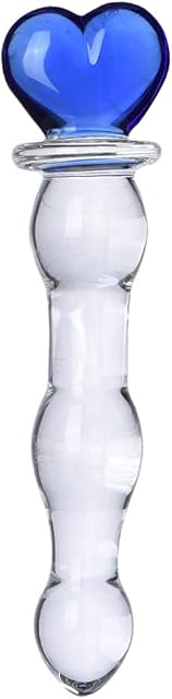 Blue Heart Novelties Glass Dildo Crystal Penis Glass Pleasure Wand Female Masturbator Sex Toy