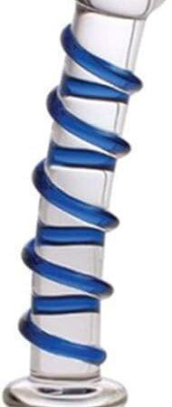 Don Wand Glass Pleasure Wand, Swirl Mushroon Tip Rocket, Blue