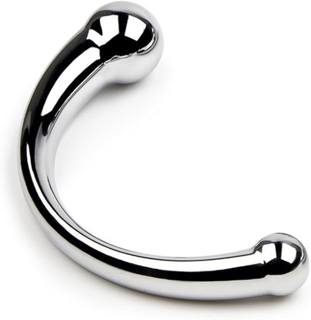 Double Ended Dildo Metal Wand, Sex Toy for G-spot, P-spot & Anal Plug (Medium)