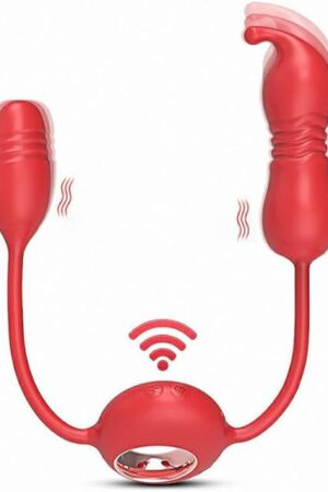 Clitoral Vibrator Thrusting Dildo, 4 in 1 G Spot Clitoral Stimulator Vibrator Thrusting Dildo Anal Plug with 10 Modes, Adult Toys for Women Couple Pleasure