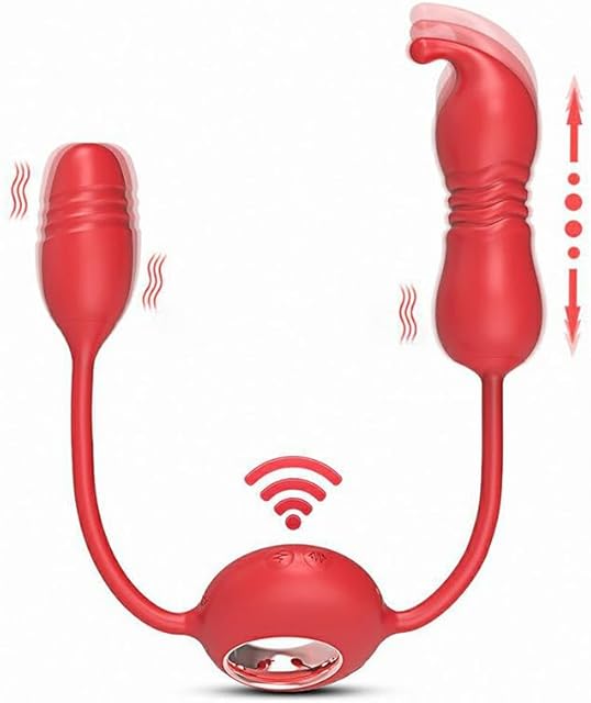 Clitoral Vibrator Thrusting Dildo, 4 in 1 G Spot Clitoral Stimulator Vibrator Thrusting Dildo Anal Plug with 10 Modes, Adult Toys for Women Couple Pleasure