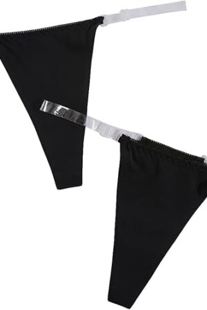 Women's 2 Piece Clear Strap Thong Invisible G String No Show Underwear Panties