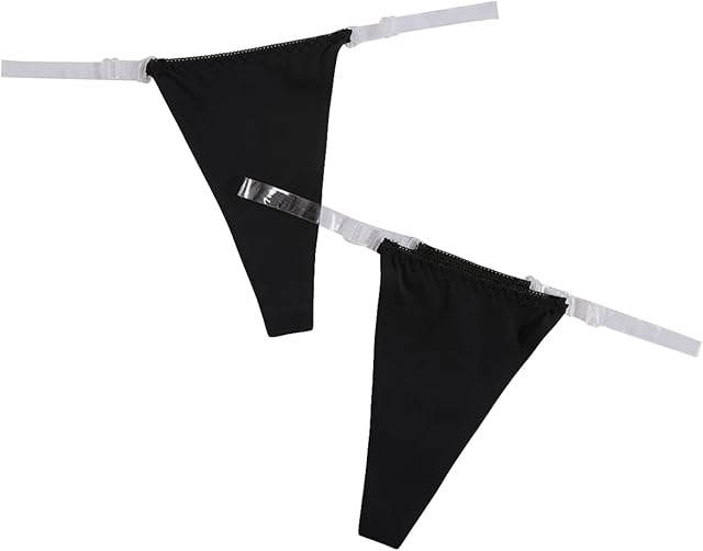 Women's 2 Piece Clear Strap Thong Invisible G String No Show Underwear Panties
