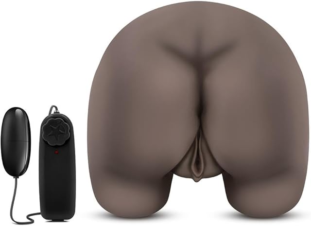 Blush Novelties - Hot Chocolate - Luscious Tiana - 1.7 Kilogram Life Sized Realistic Vibrating Ass and Pussy Male Masturbator - Ribbed Anal & Vagina Stroker - Sex Toy for Men