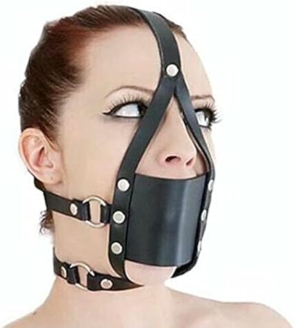 Bondage BDSM Head Harness Mouth Ball Gag Mask Head Restraint Adjustable Breathable Sex Adult Toys Restraints Kinky Set Submissive,Black,One Size Fits All