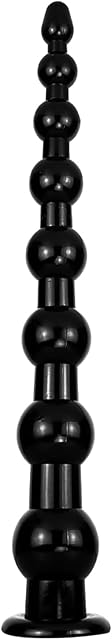 Extra Large 17.32 Inch 8 Beads Long Anal Plug with Strong Suction Cup Black Butt Plug Adult Sex Toy for Man Woman Couple