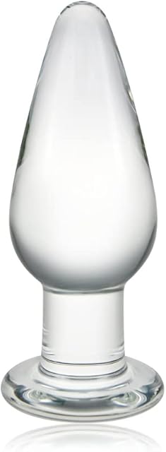 Anal Butt Plug Glass Anal Trainer Sex Toy with Long Neck Crystal Pleasure Wand with Tapered Head Unisex Bum Plug for Men Women (S)