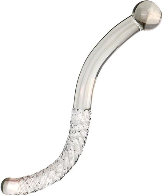 Glass dildo Crystal Double-Ended Penis Pleasure Wand Crystal Glass Wand Dildo S Shape-Curved Dildo Anal Butt Plug for G-spot Stimulation