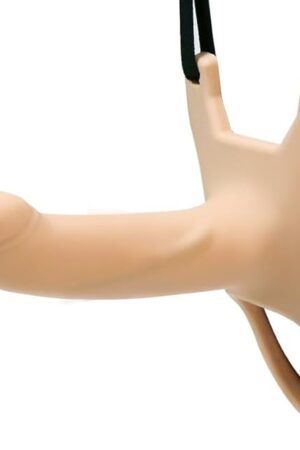 Honeypleasures Hollow Strap On Dildo 6 1/4 inch for Small Penis Men or ED Problems, Curved Penis Head for Intense G-Spot Stimulation (Flesh)