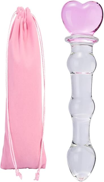 Crystal Dildo Pleasure Wand Penis Heart of Glass Dildo Anal Butt Plug G- Or P-Spot Toy Stimulation Adult Sex Toy for Pleasure