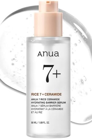 ANUA RICE CERAMIDE 7 HYDRATING BARRIER SERUM, Brightening, Hydrating Serum for Face, Rice, Hyaluronic Acid, Niacinamide, Fragrance-free, Non comodogenic, Glass Skin, Korean Skin Care, 50ml/169floz