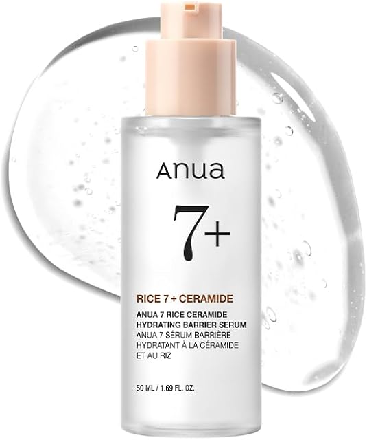 ANUA RICE CERAMIDE 7 HYDRATING BARRIER SERUM, Brightening, Hydrating Serum for Face, Rice, Hyaluronic Acid, Niacinamide, Fragrance-free, Non comodogenic, Glass Skin, Korean Skin Care, 50ml/169floz