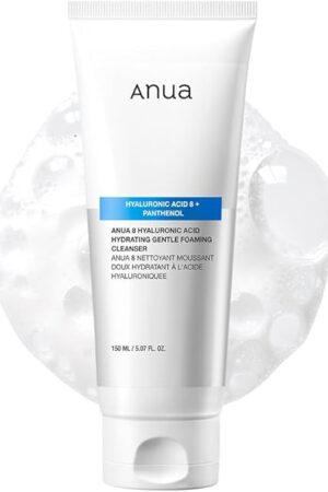 ANUA Hydrating Gentle Foaming Cleanser, Hyaluronic Acid, Glycerin, Zinc, Panthenol, Korean Face Wash for Dry Skin, for Double Cleansing, Korean Skincare (150ml/507fl oz)