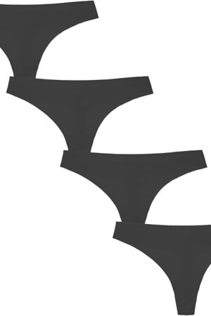 Womens Underwear 4 Pack Seamless Basic Invisible Underwears Basic Thong Panties Thong Undie