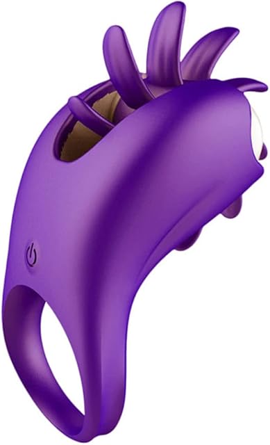 Vibrating Cock Ring Male Adult Sex Toy for Man, Rechargeable Penis Ring Vibrator Tongue Licking Clitoral Vibrator for Woman Couple - Purple