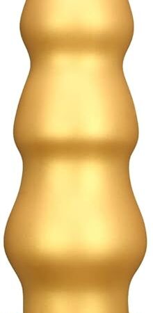 Gold Thick Anal Beads Anal Plug, Butt Plug Dildos Flexible Liquid Silicone Butt Plug Vaginal Prostate Massage Stimulation Masturbators Sex Toys with Strong Suction Base for Men Women (S)