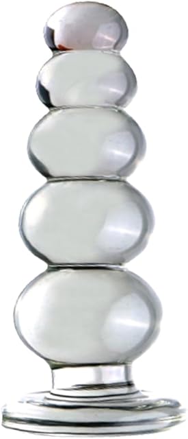 Glass Dildo Butt Plug, Crystal Glass Anal Plug Transparent Anal Beads with Round Base G Spot Stimulation Massager Pleasure Wand Penis Masturbation Anal Sex Toys for Couple Women Men (5 Ball)