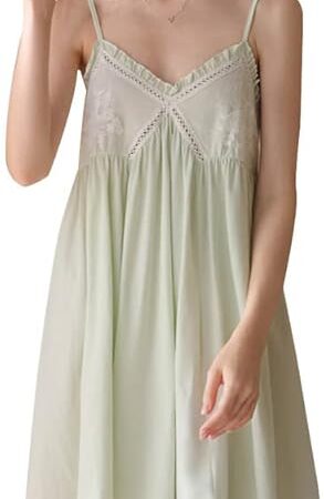 Women's Sleeveless Nightgowns Cotton Sleepwear Full Slip Spaghetti Strap Nightie