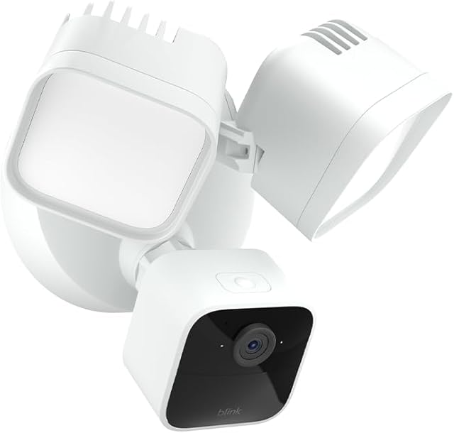 Blink Wired Floodlight Camera - Smart security camera, 2600 lumens, HD live view, enhanced motion detection, built-in siren, Works with Alexa ? 1 camera (White)