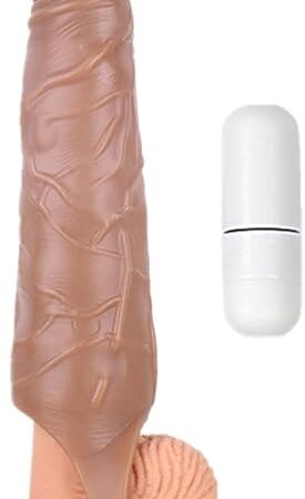 Vibrating Penis Sleeve Extender Enlarger Extension Sleeve Large Silicone Cock Sleeve Extension Male Delay Ejaculation Enhancement Sex Toys for Men Couple