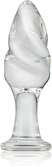 FST Glass Anal Plug Crystal Thread Small Butt Plug Fetish Anal Trainer Adult Unisex Sex Toys for Men Women Transparent (S)