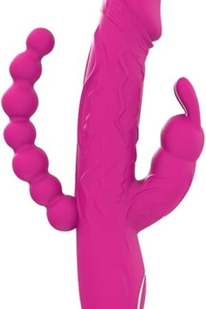 3 in 1 Realistic Dildo Bendable Rabbit Vibrator Anal Beads Women Adult Sex Toys10 Vibration Modes G-spot, Clitoral, Anal Stimulation for Couples, Women