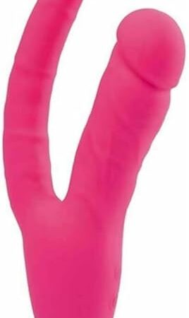 Honeypleasures 8.5 inch Rechargeable Double Penetration Dildo Vibrator, 10 Function for Vaginal G-Spot & Anal Stimulation (Pink)
