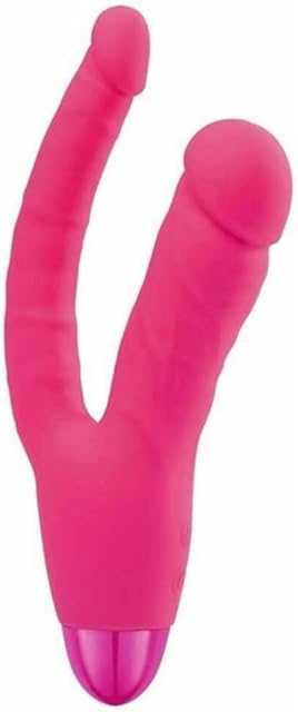 Honeypleasures 8.5 inch Rechargeable Double Penetration Dildo Vibrator, 10 Function for Vaginal G-Spot & Anal Stimulation (Pink)