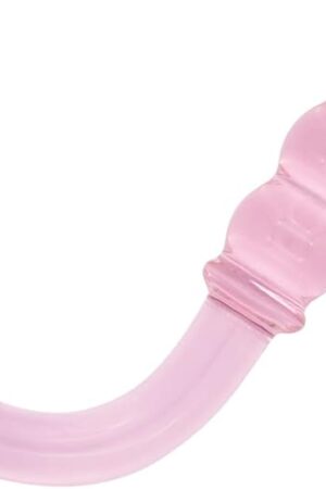 Glass Pleasure Wand, Bent Graduate Crystal Dildo Double Ended Anal Beads Butt Plug for G-spot Stimulation Sex Factory