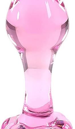 Flower Base Long Neck Small Pink Glass Anal Plug Little Crystal Butt Plug Sex Pleasure Wand Adult Sex Toy for Beginners