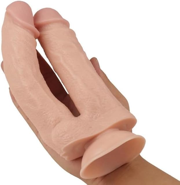 Double Ended Dildo Dual Penetration Double Dildo with Suction Cup, Anal Sex Toys Big Dildos with Lifelike Glans Veins, Double Sided Dildo Anal G-spot Massager for Women Lesbian
