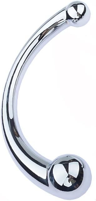 G-spot Massage Double-Ended Dildo, Stimulate Fetish Anal Plug Dildo Metal Curved Dual Ended Masturbation Sex Toy for Couple, Large