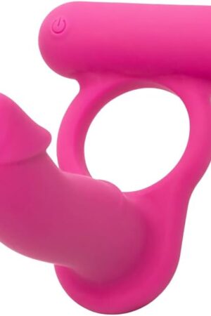 CalExotics Silicone Rechargeable Double Diver  Rechargeable Pleasure Probe Ring  Waterproof Massager Sex Toy for Couples  Pink