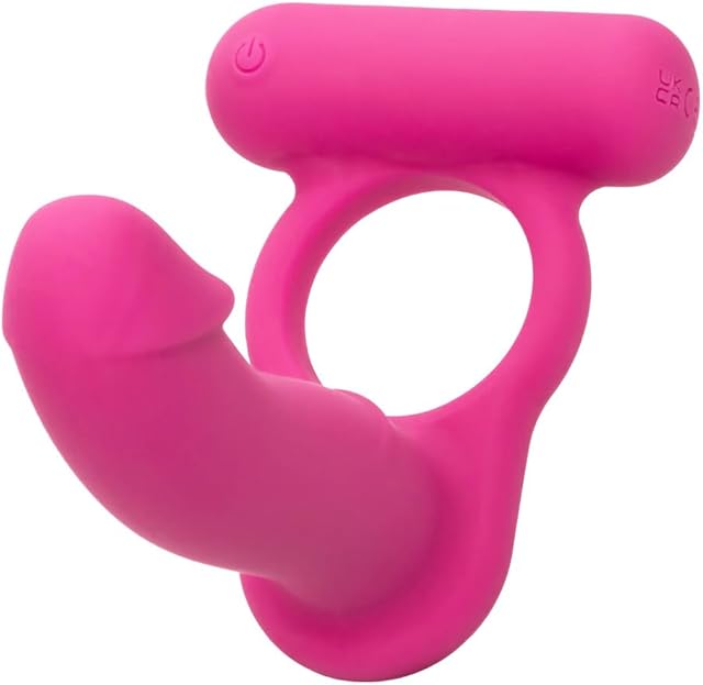 CalExotics Silicone Rechargeable Double Diver Rechargeable Pleasure Probe Ring Waterproof Massager Sex Toy for Couples Pink