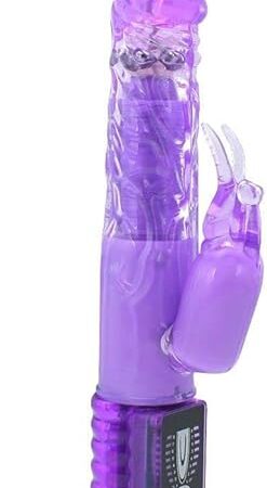 Women's Blended Orgasm Rabbit Vibrator - Rotating G-Spot Stimulation Realistic Penis Shape - Clit Vibration Bunny Ears - 64 Combinations - Independent Controls - 105" Long - Purple - Multiple Orgasms