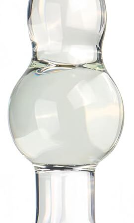 Glass Crystal Anal Butt Plug 2 Beads Design Sex Toys with Safety Base, Transparent Cone Shape Anal Plug Dildo G-Spot Massager Adult Sex Tools for Beginners and Advanced Players (S)